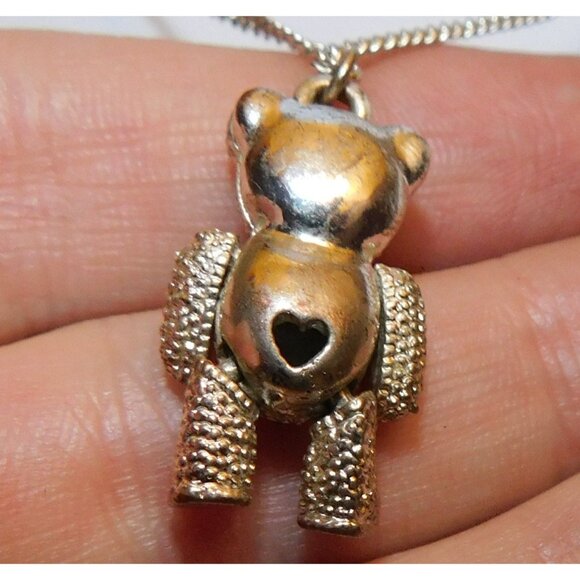 Articulated Rhinestone Bear Pendant Necklace - Picture 2 of 10